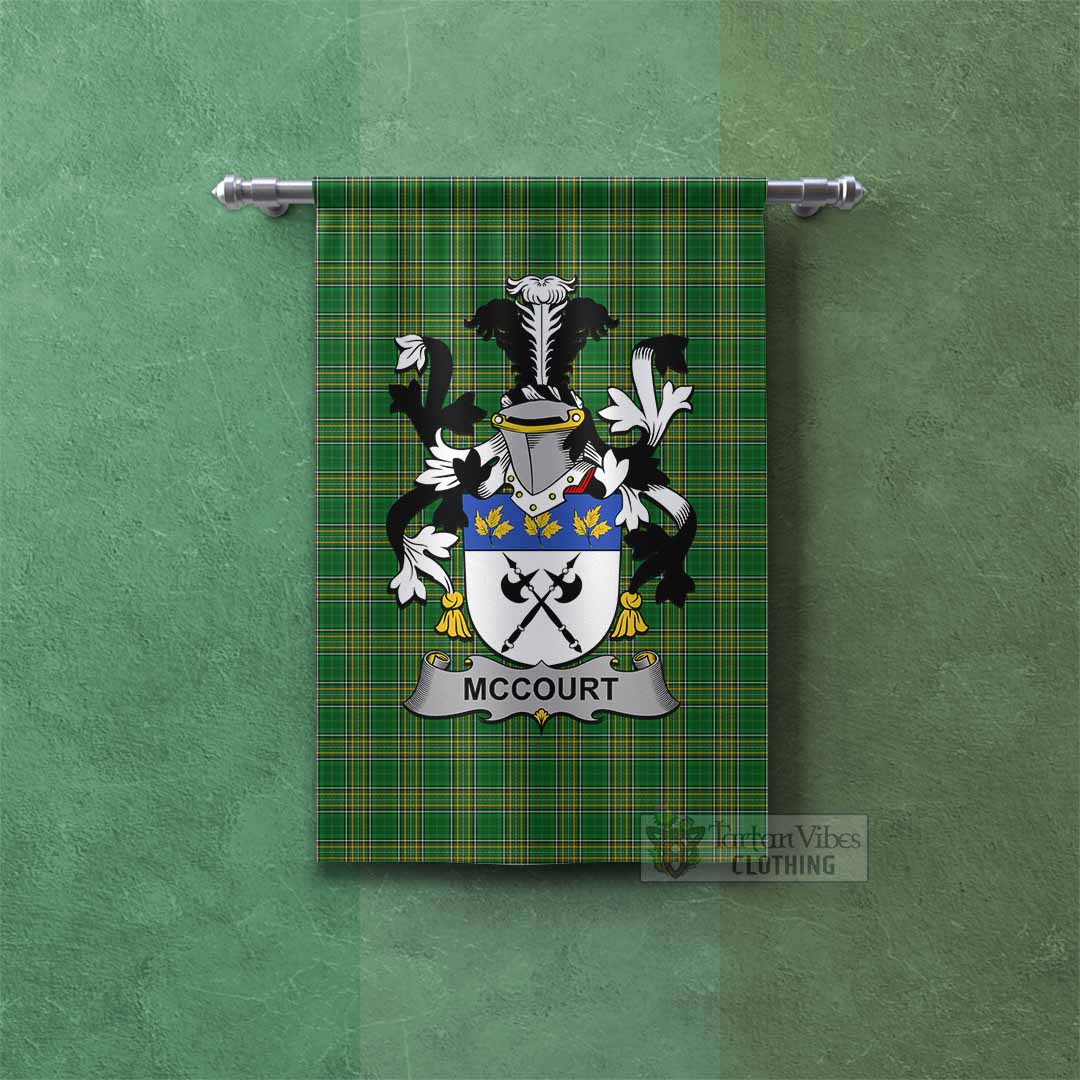 McCourt Irish Clan Tartan Gonfalon, Tartan Banner with Coat of Arms Rectangle - Tartan Vibes Clothing