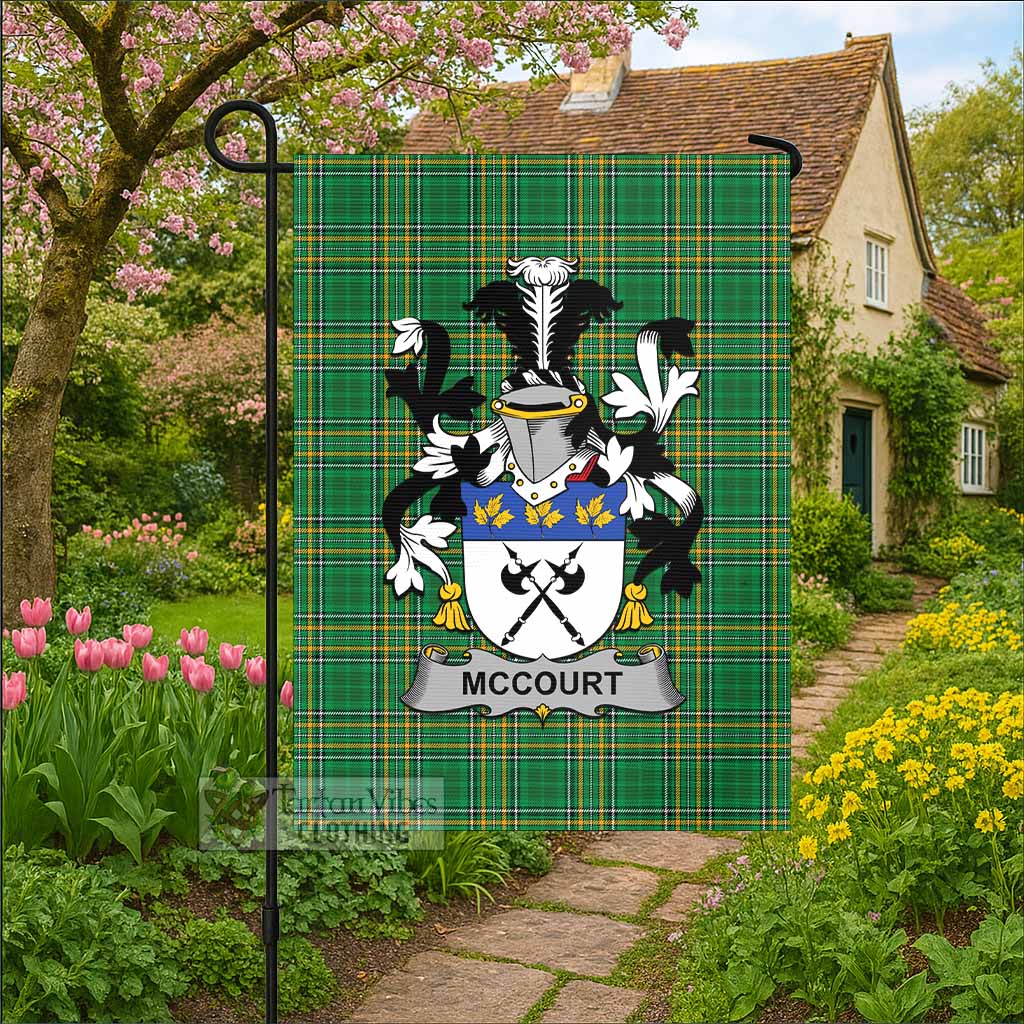 McCourt Irish Clan Tartan Flag with Coat of Arms