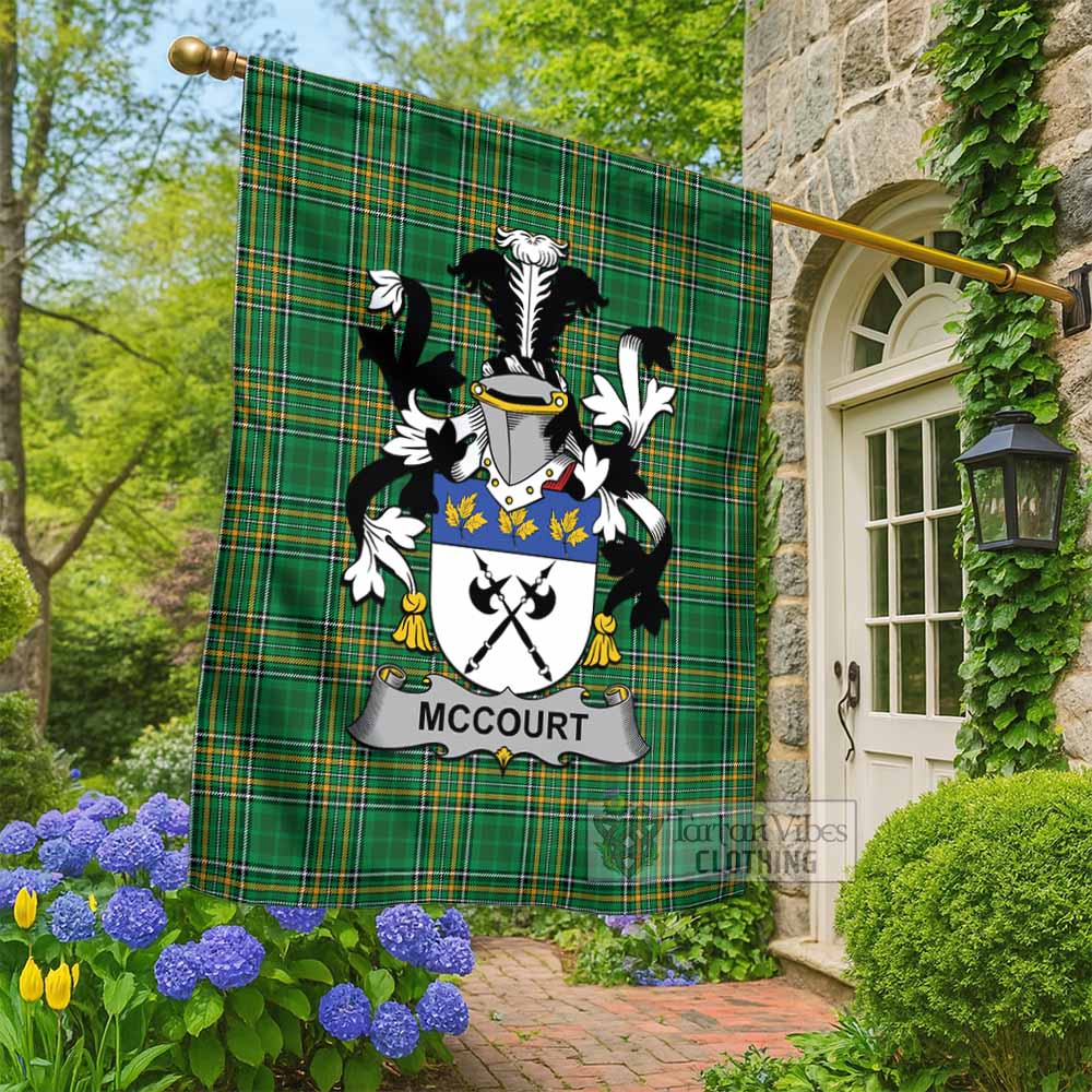 McCourt Irish Clan Tartan Flag with Coat of Arms