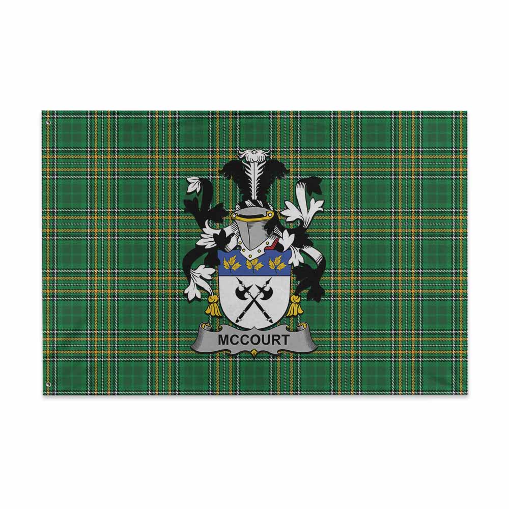 Tartan Vibes Clothing McCourt Irish Clan Tartan House Flag with Coat of Arms