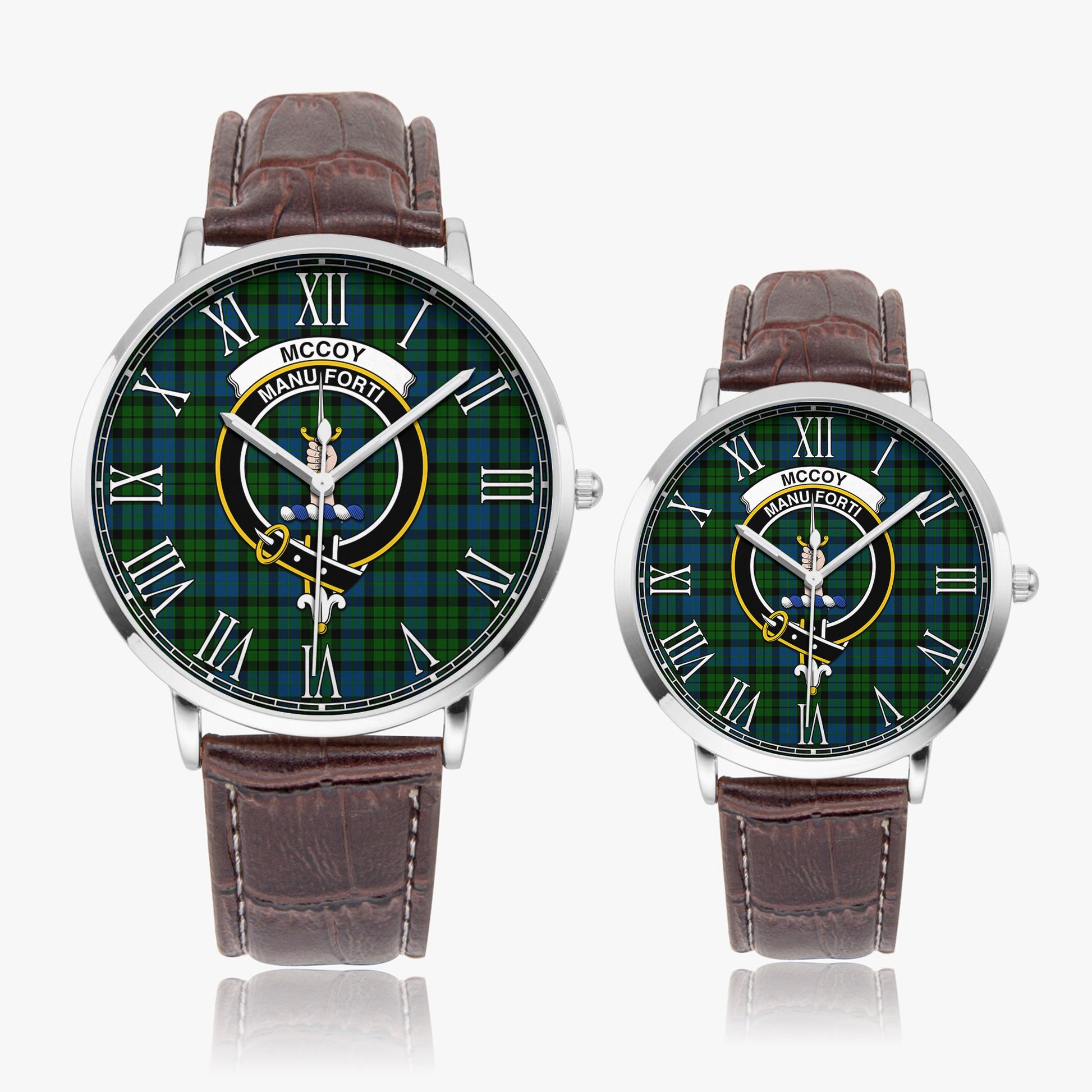 McCoy Tartan Family Crest Leather Strap Quartz Watch - Tartan Vibes Clothing