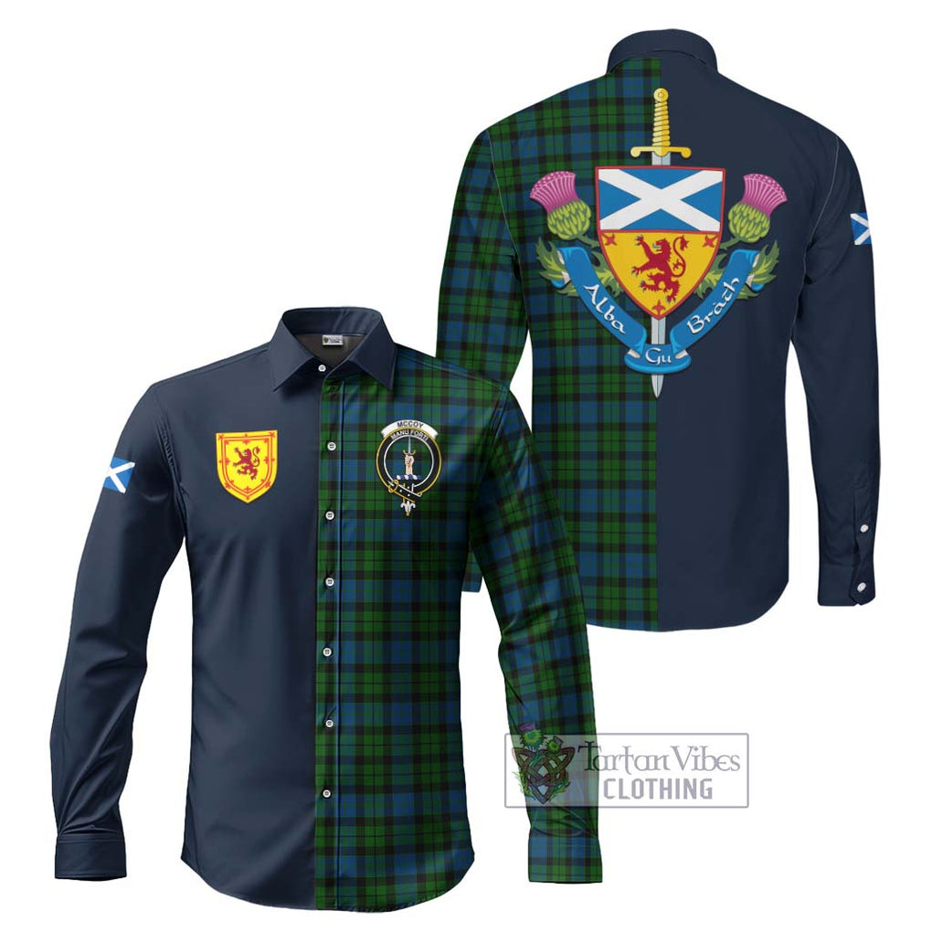McCoy Tartan Long Sleeve Button Shirt Alba with Scottish Lion Royal Arm Half Style Men's Shirt S - Tartan Vibes Clothing
