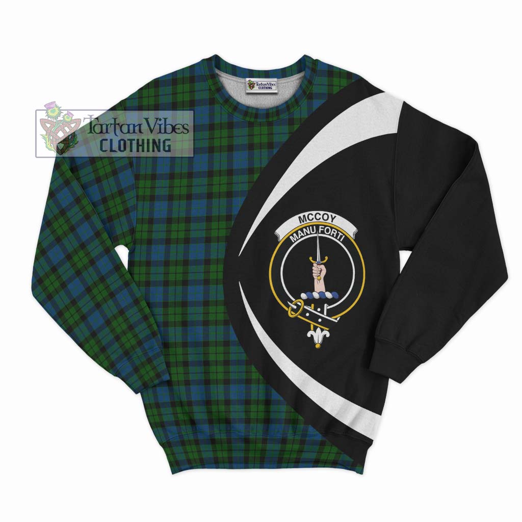 McCoy Tartan Sweatshirt with Family Crest Circle Style Unisex - Tartan Vibes Clothing