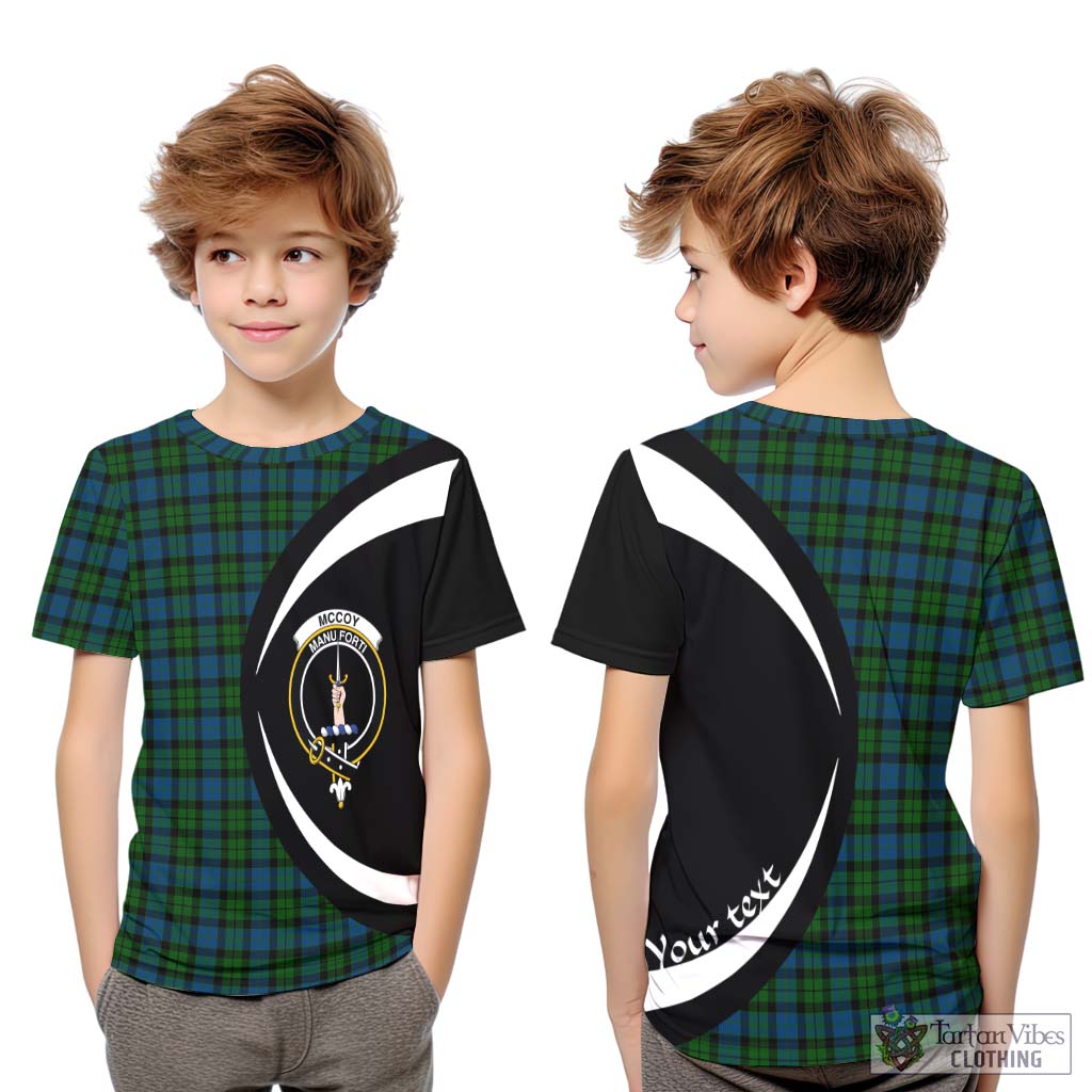 McCoy Tartan Kid T-Shirt with Family Crest Circle Style Youth XL Size14 - Tartan Vibes Clothing