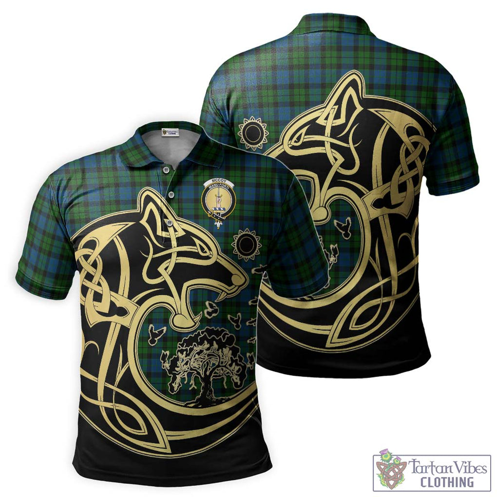 McCoy Tartan Polo Shirt with Family Crest Celtic Wolf Style Kid - Tartan Vibes Clothing