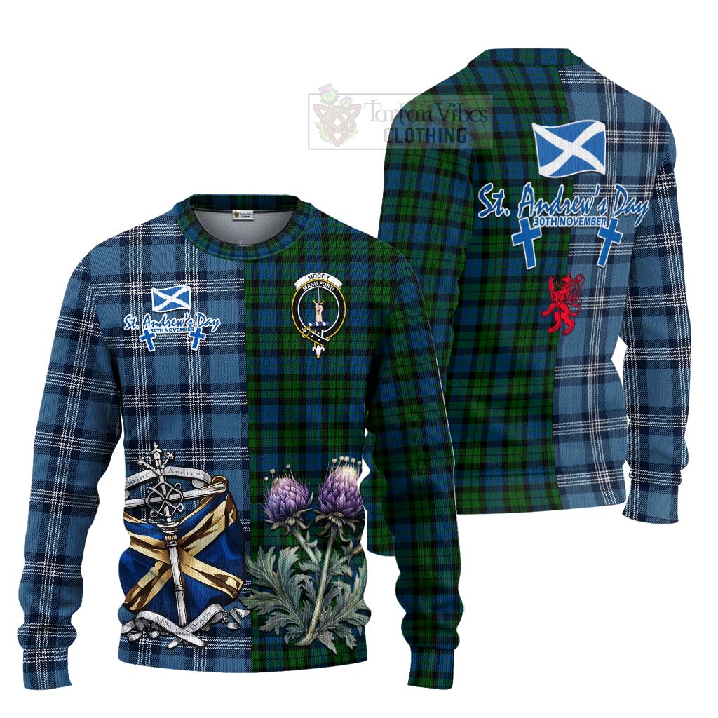 McCoy Tartan Knitted Sweater Happy St. Andrew's Day Half Tartan Style Unisex - Tartan Vibes Clothing