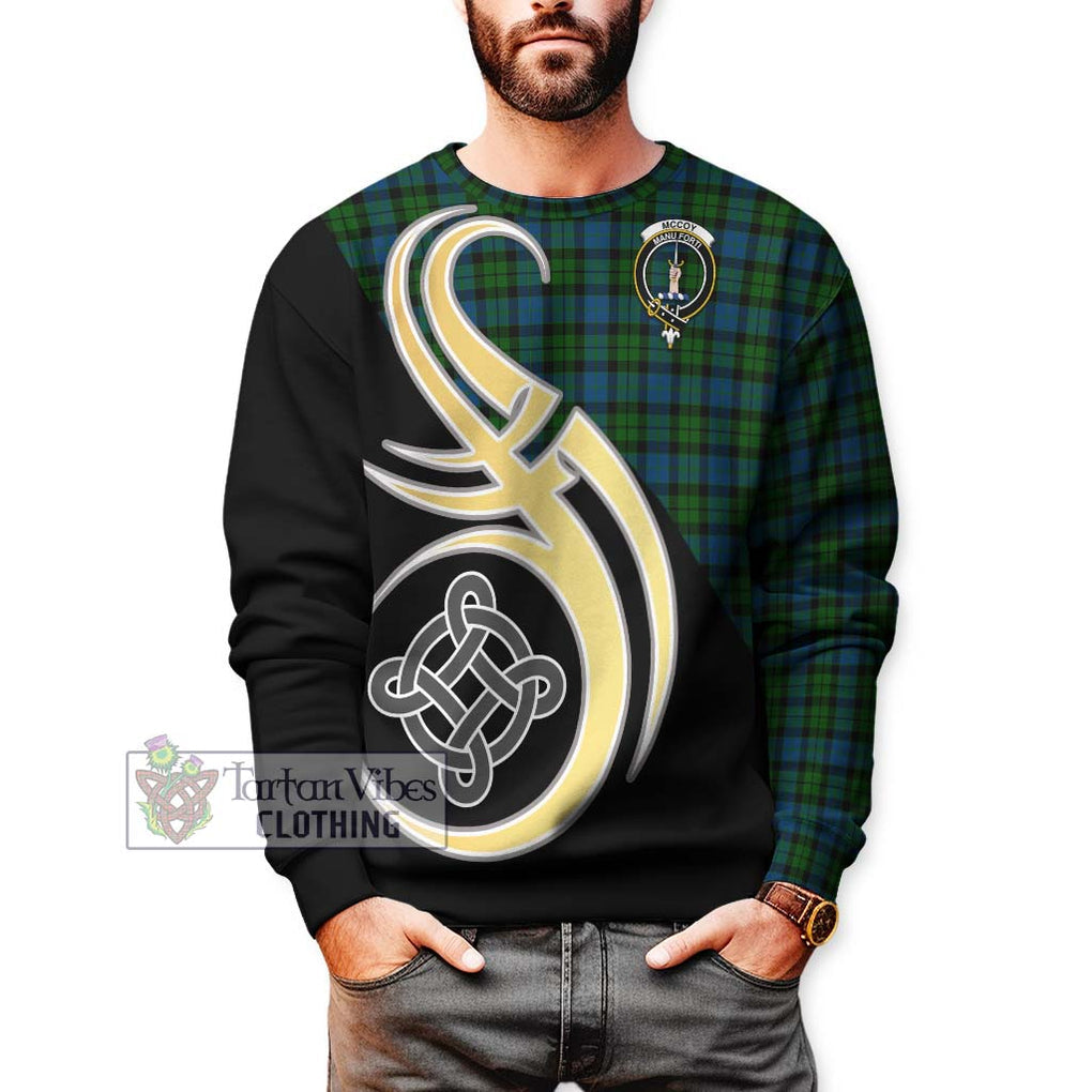 McCoy Tartan Sweatshirt with Family Crest and Celtic Symbol Style Unisex - Tartan Vibes Clothing