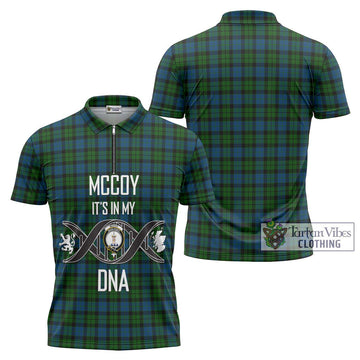 McCoy Tartan Zipper Polo Shirt with Family Crest DNA In Me Style Unisex - Tartan Vibes Clothing
