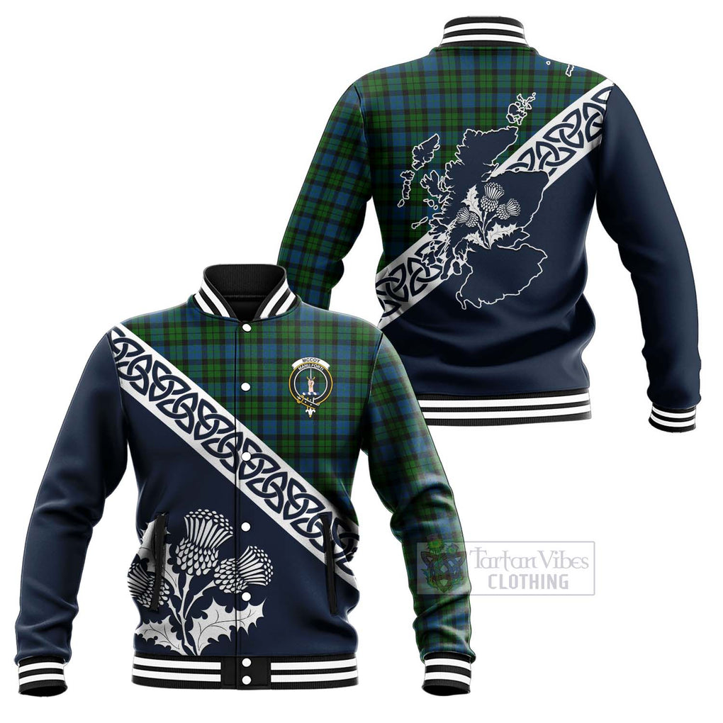 McCoy Tartan Baseball Jacket Featuring Thistle and Scotland Map Unisex - Tartan Vibes Clothing