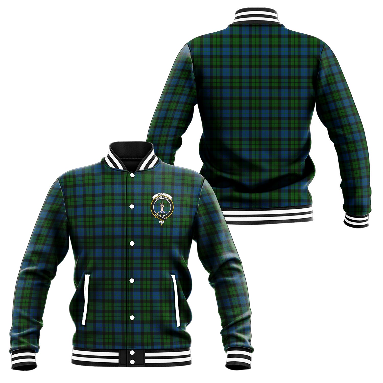 McCoy Tartan Baseball Jacket with Family Crest Unisex - Tartan Vibes Clothing