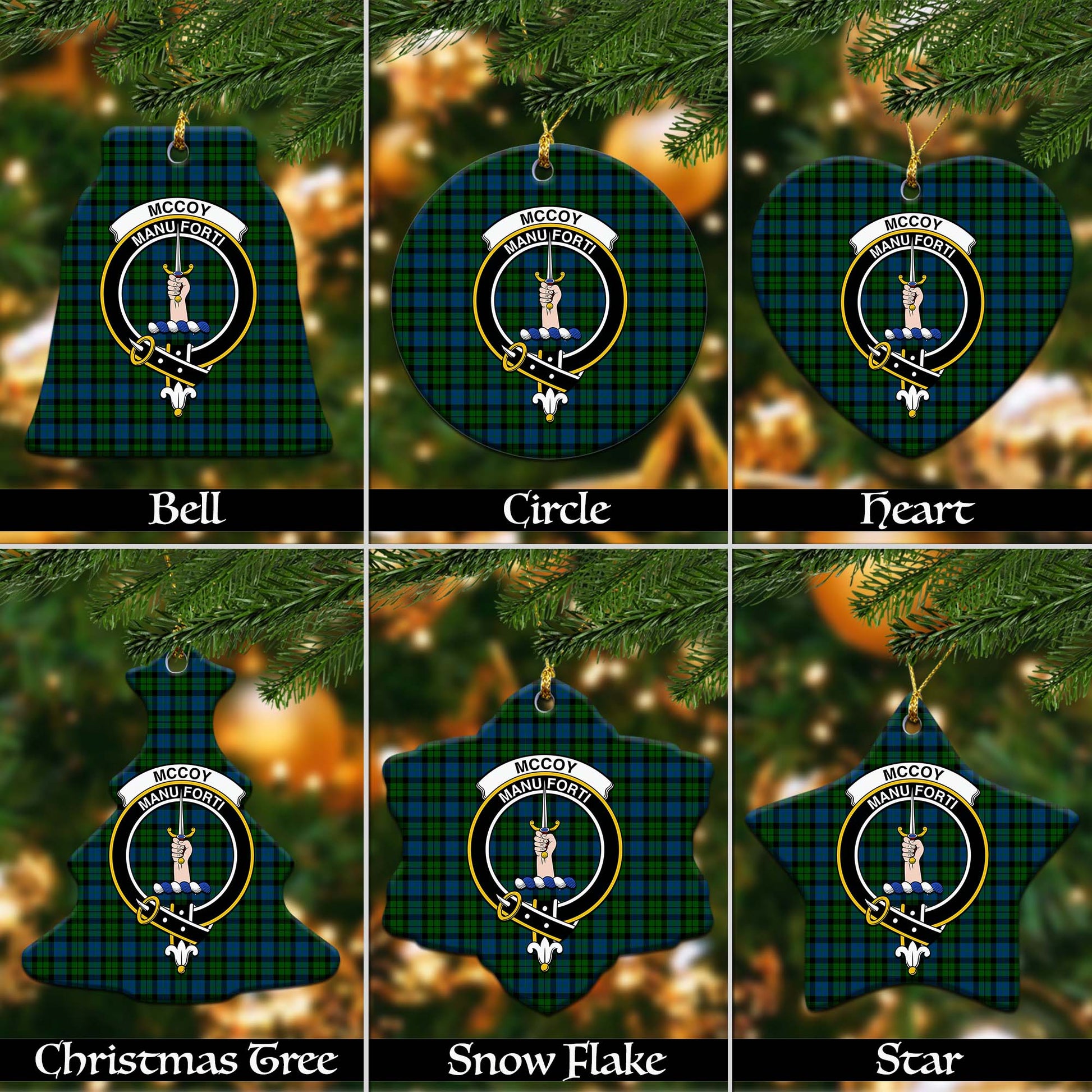 McCoy Tartan Christmas Ceramic Ornaments with Family Crest Ceramic - Tartan Vibes Clothing
