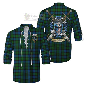 McCoy Tartan Ghillie Kilt Shirt with Family Crest Celtic Skull Style Men - Tartan Vibes Clothing