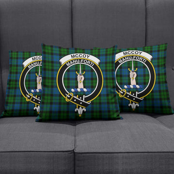 McCoy Tartan Pillow Cover with Family Crest Square Pillow Cover - Tartanvibesclothing