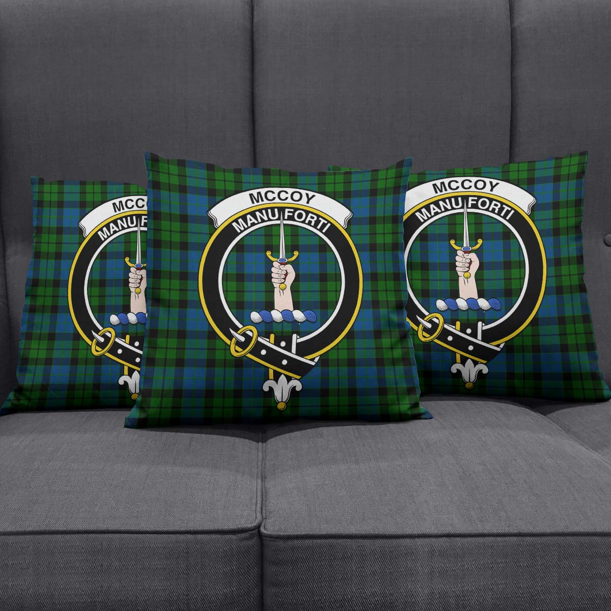 McCoy Tartan Pillow Cover with Family Crest Rectangle Pillow Cover 51*91cm - Tartan Vibes Clothing