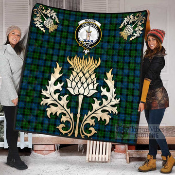 Tartan Vibes Clothing McCoy Tartan Quilt with Family Crest and Golden Thistle Style