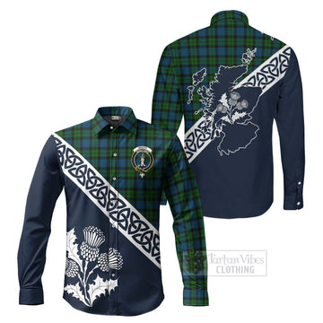McCoy Tartan Long Sleeve Button Shirt Featuring Thistle and Scotland Map Men's Shirt - Tartan Vibes Clothing