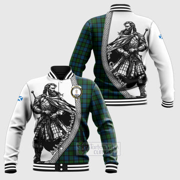 McCoy Tartan Clan Crest Baseball Jacket with Highlander Warrior Celtic Style Unisex - Tartan Vibes Clothing