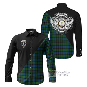 McCoy Tartan Long Sleeve Button Shirt with Family Crest and Military Logo Style Men's Shirt S - Tartanvibesclothing Shop