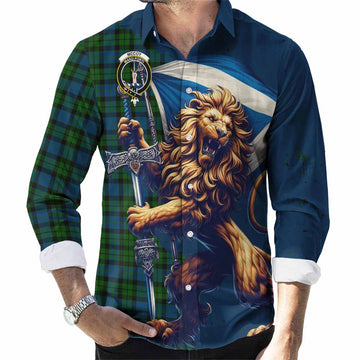McCoy Tartan Family Crest Long Sleeve Button Shirt with Scottish Majestic Lion Men's Shirt S - Tartan Vibes Clothing