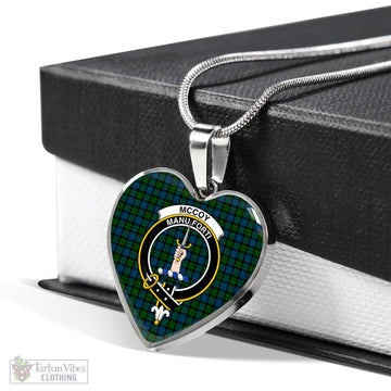 McCoy Tartan Heart Necklace with Family Crest Luxury Necklace (Silver) No - Tartan Vibes Clothing