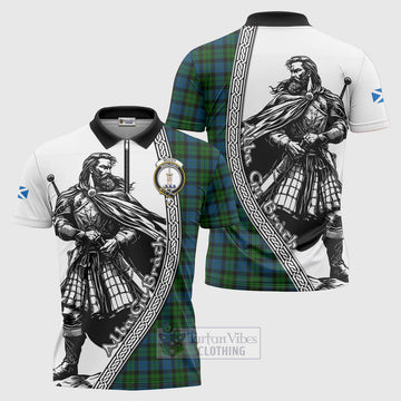 McCoy Tartan Clan Crest Zipper Polo Shirt with Highlander Warrior Celtic Style Unisex - Tartan Vibes Clothing
