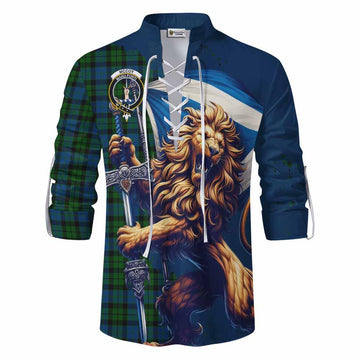 McCoy Tartan Family Crest Ghillie Kilt Shirt with Scottish Majestic Lion Men - Tartan Vibes Clothing
