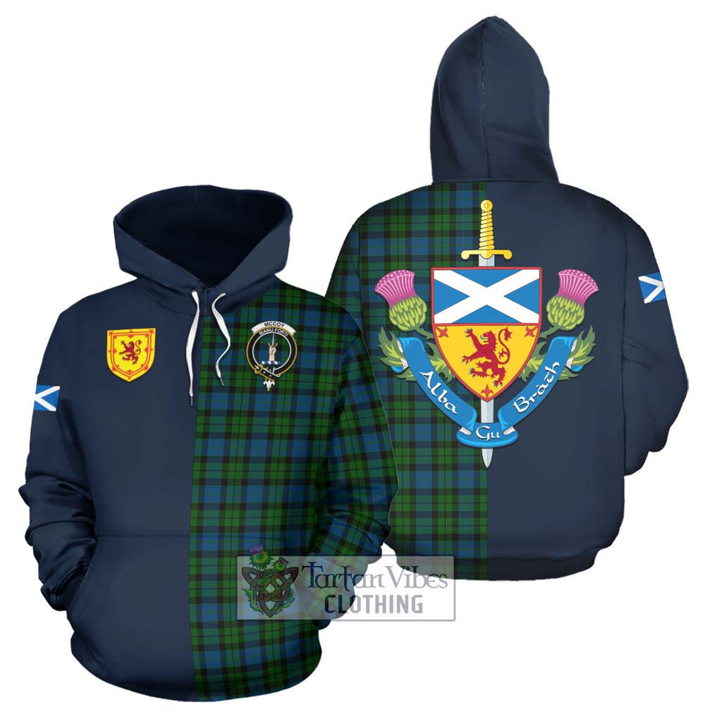 McCoy Tartan Hoodie Alba with Scottish Lion Royal Arm Half Style Zip Hoodie - Tartan Vibes Clothing