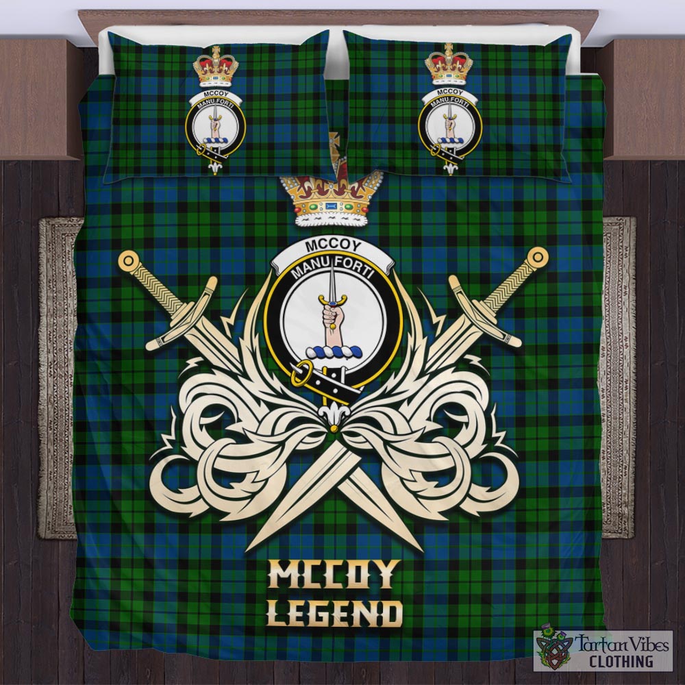 Tartan Vibes Clothing McCoy Tartan Bedding Set with Clan Crest and the Golden Sword of Courageous Legacy