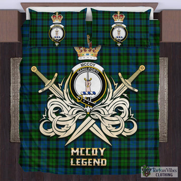 Tartan Vibes Clothing McCoy Tartan Bedding Set with Clan Crest and the Golden Sword of Courageous Legacy