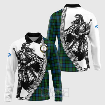 McCoy Tartan Clan Crest Long Sleeve Polo Shirt with Highlander Warrior Celtic Style Unisex - Tartan Vibes Clothing
