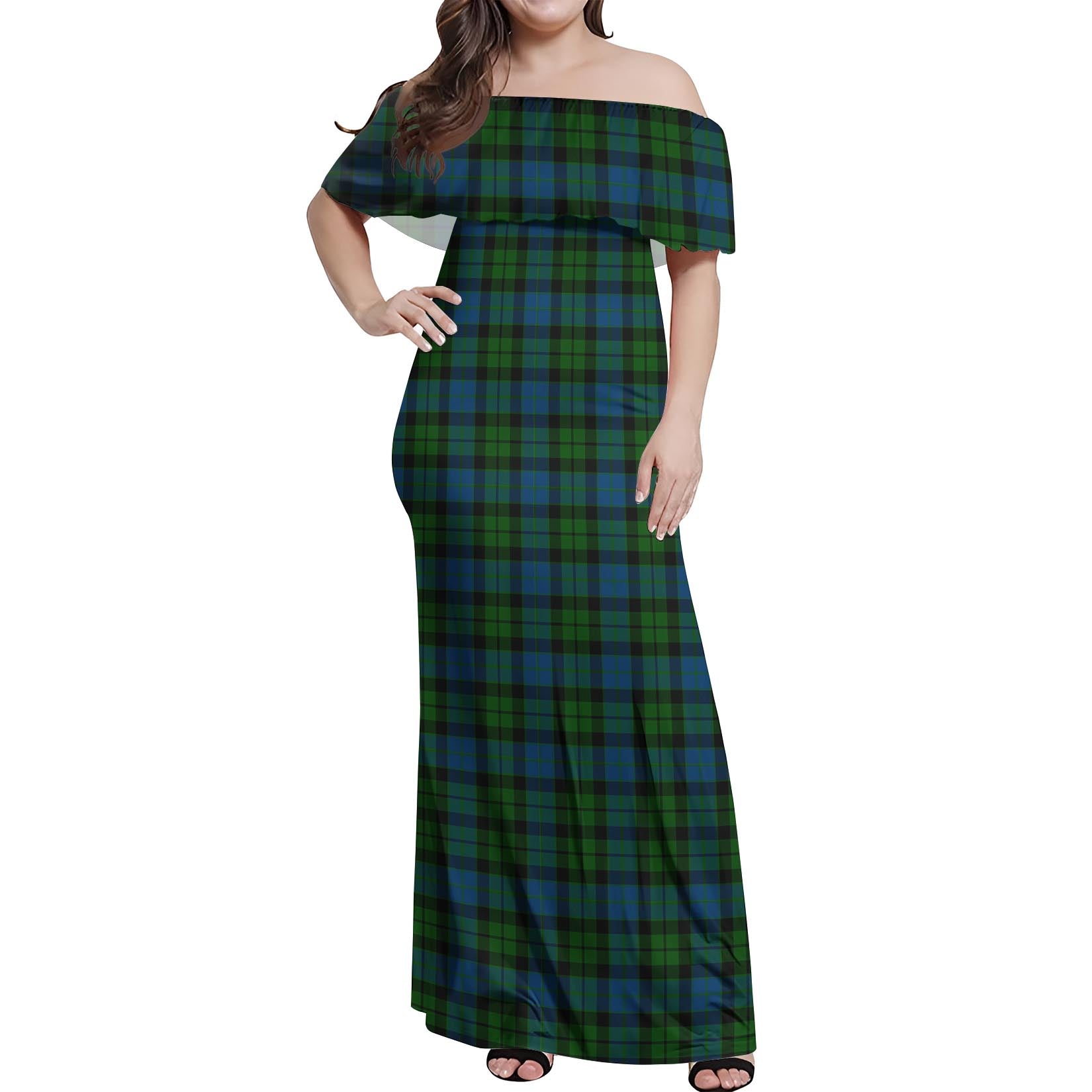 McCoy Tartan Off Shoulder Long Dress Women's Dress - Tartan Vibes Clothing