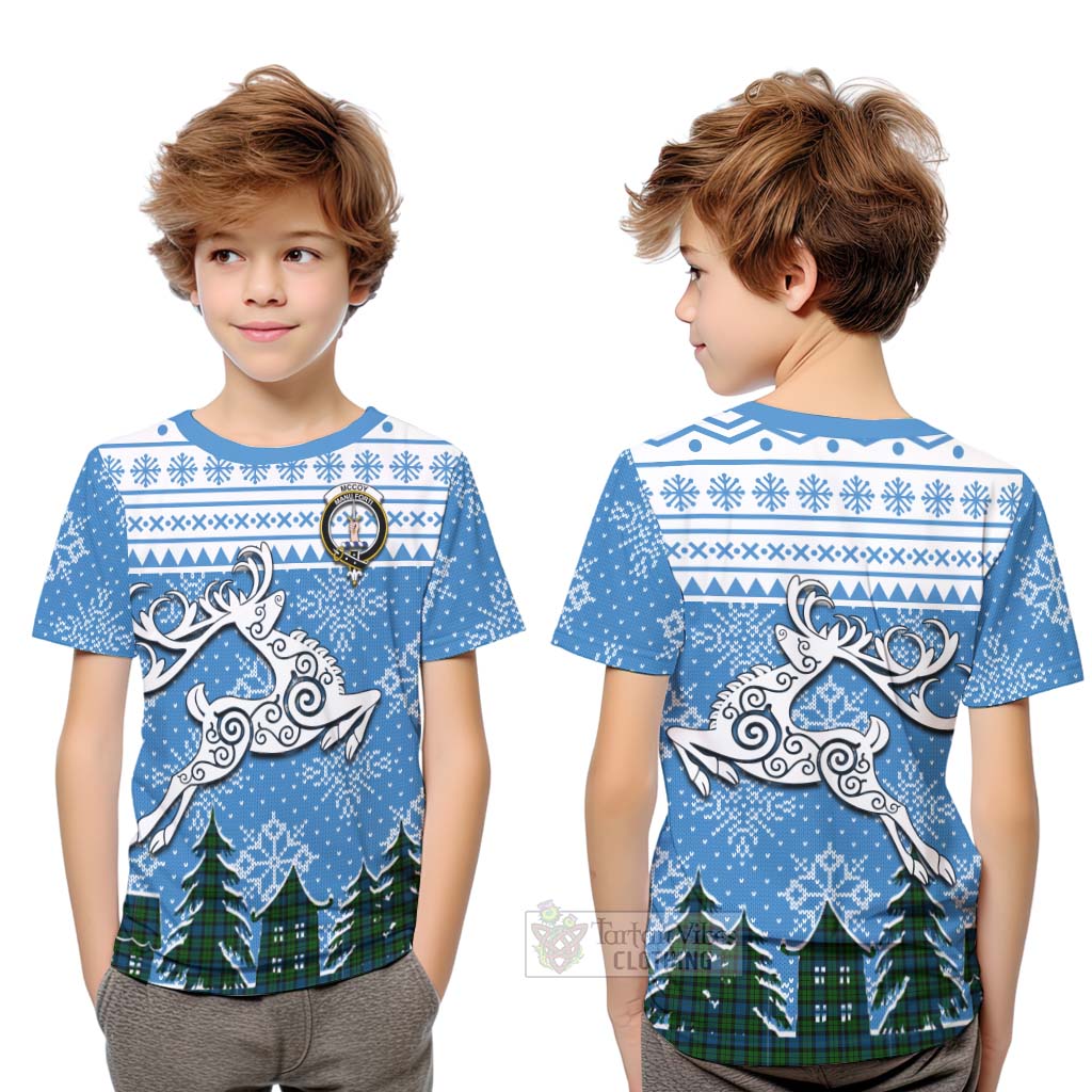 McCoy Clan Christmas Kid T-Shirt Celtic Reindeer Style Youth XL Size14 - Tartan Vibes Clothing