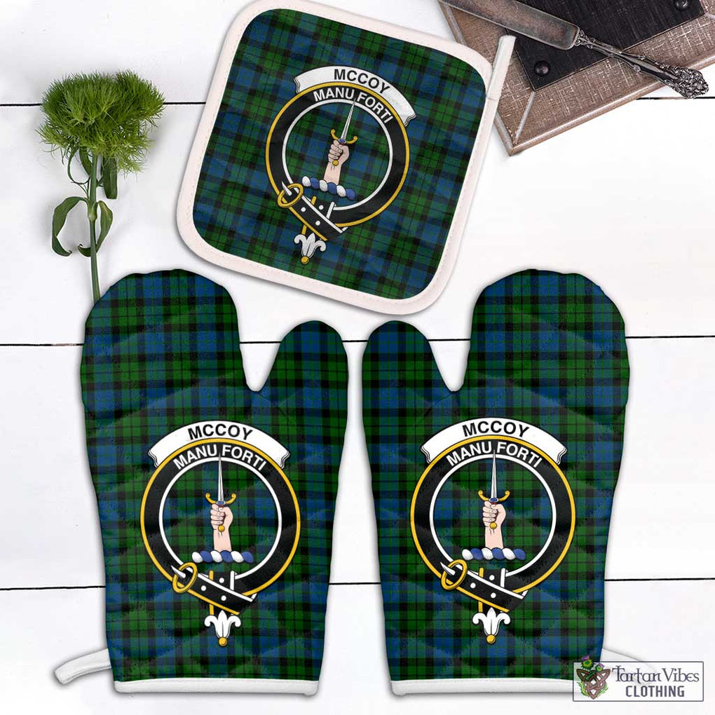 McCoy Tartan Combo Oven Mitt & Pot-Holder with Family Crest White - Tartan Vibes Clothing