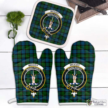 McCoy Tartan Combo Oven Mitt & Pot-Holder with Family Crest Combo 2 Oven Mitt & 1 Pot-Holder Black - Tartan Vibes Clothing