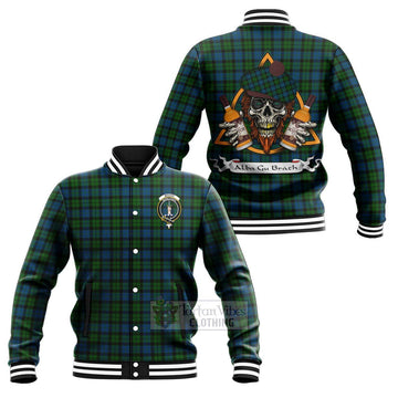 McCoy Tartan Baseball Jacket with Family Crest and Bearded Skull Holding Bottles of Whiskey Unisex - Tartan Vibes Clothing