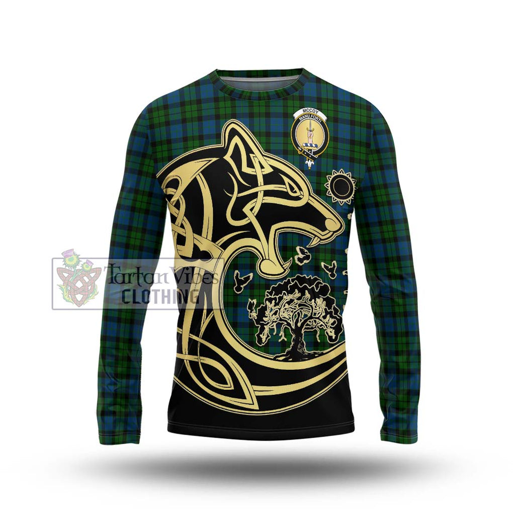 McCoy Tartan Long Sleeve T-Shirt with Family Crest Celtic Wolf Style Unisex - Tartan Vibes Clothing