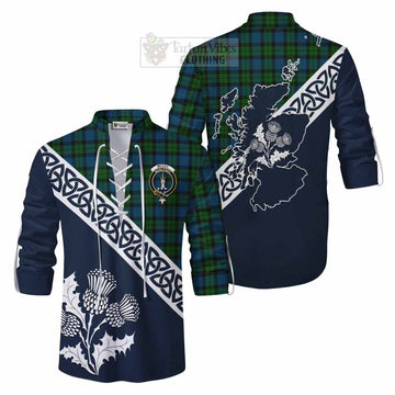 McCoy Tartan Ghillie Kilt Shirt Featuring Thistle and Scotland Map Men - Tartan Vibes Clothing