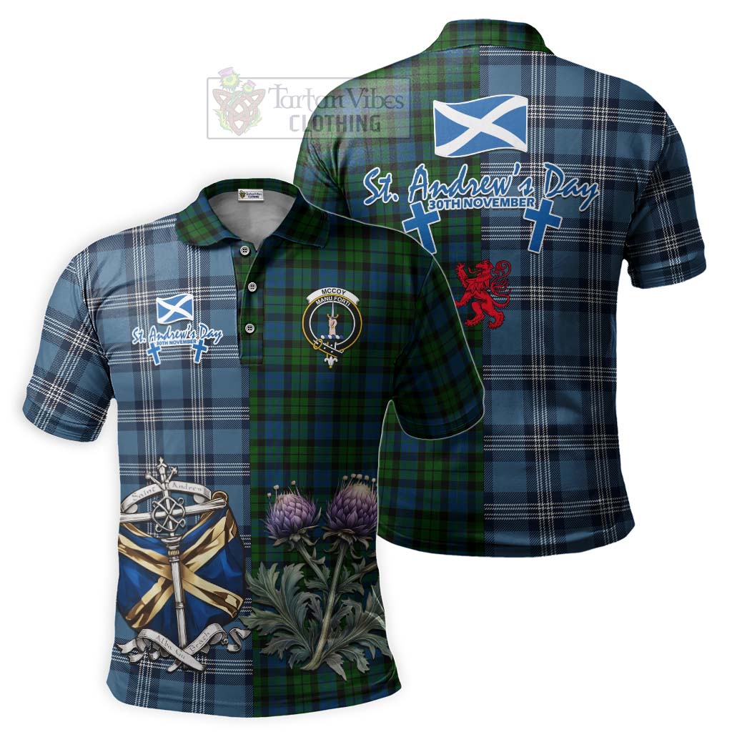 McCoy Tartan Polo Shirt Happy St. Andrew's Day Half Tartan Style Kid - Tartan Vibes Clothing