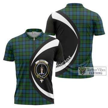 McCoy Tartan Zipper Polo Shirt with Family Crest Circle Style Unisex - Tartan Vibes Clothing