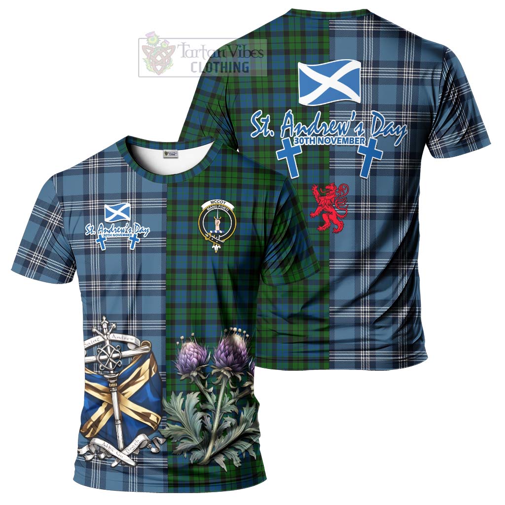 McCoy Tartan T-Shirt Happy St. Andrew's Day Half Tartan Style Kid's Shirt - Tartan Vibes Clothing