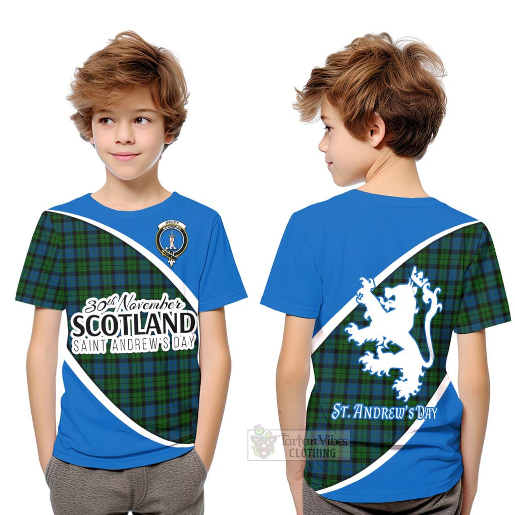 Tartan Vibes Clothing McCoy Family Crest Tartan Kid T-Shirt Celebrate Saint Andrew's Day in Style
