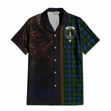 Tartan Vibes Clothing McCoy Tartan Family Crest Short Sleeve Button Shirt Alba Gu Brath Be Brave Lion Ancient Style