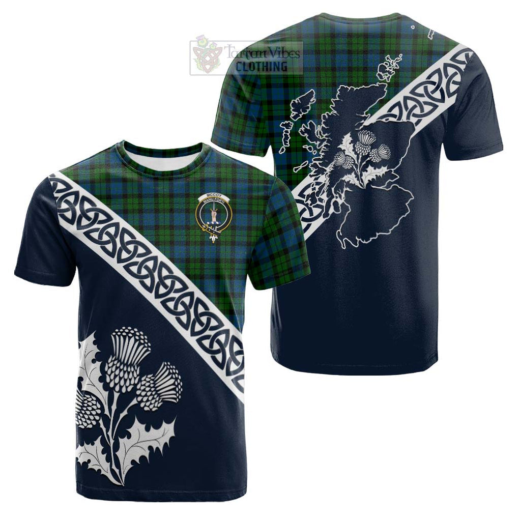 McCoy Tartan Cotton T-shirt Featuring Thistle and Scotland Map Kid's Shirt - Tartan Vibes Clothing