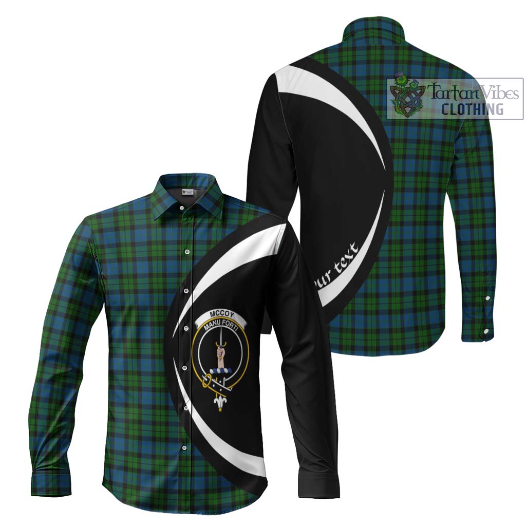 McCoy Tartan Long Sleeve Button Up with Family Crest Circle Style Men's Shirt S - Tartan Vibes Clothing