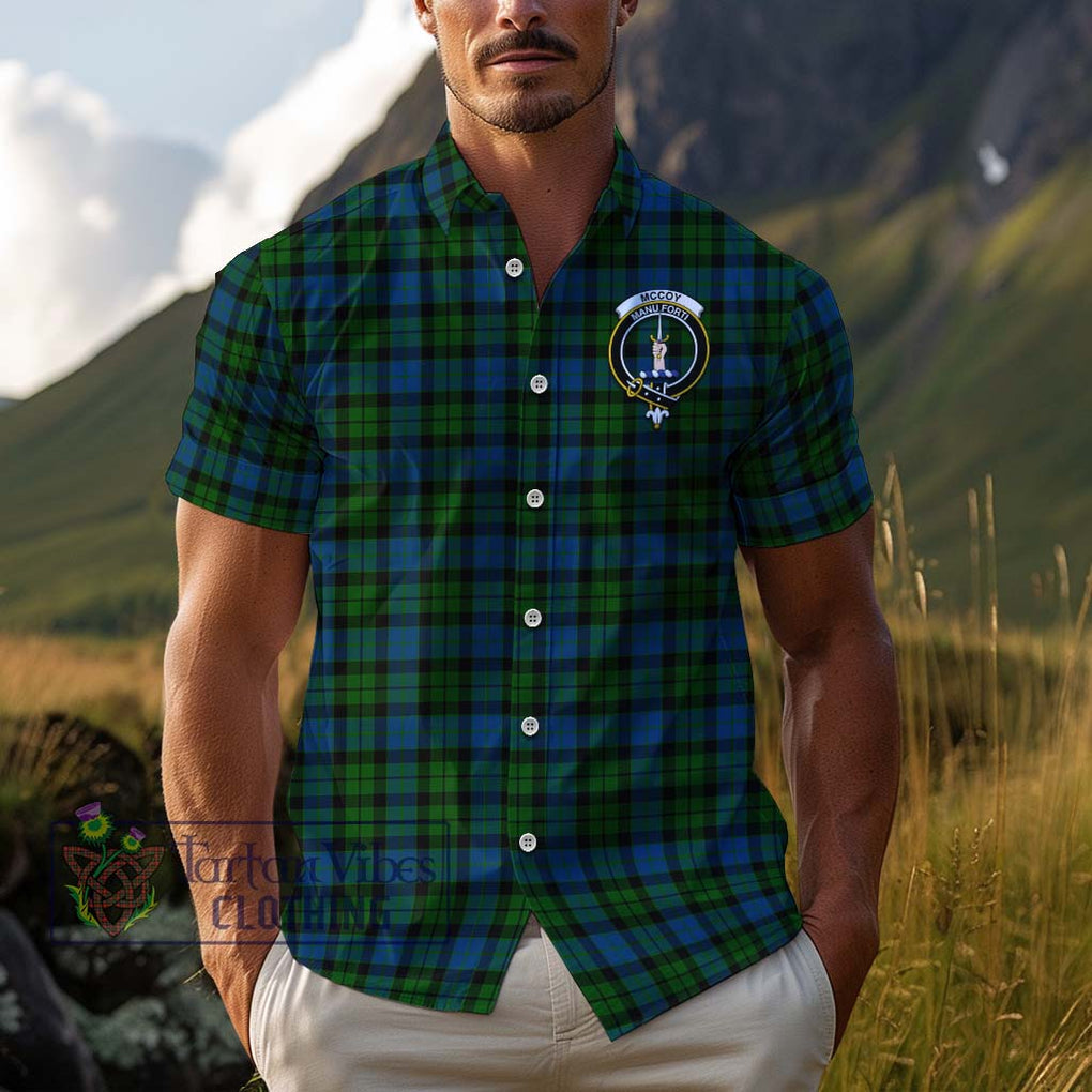 McCoy Tartan Cotton Hawaiian Shirt with Family Crest Kid - Tartan Vibes Clothing