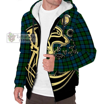 McCoy Tartan Sherpa Hoodie with Family Crest Celtic Wolf Style Unisex S - Tartan Vibes Clothing