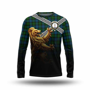 McCoy Crest Tartan Long Sleeve T-Shirt with Golden Lion Emblem Celtic Style Unisex - Tartan Vibes Clothing