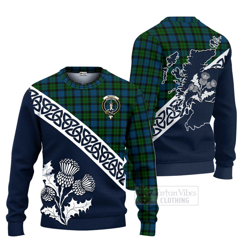 McCoy Tartan Ugly Sweater Featuring Alba Gu Brath Family Crest Celtic Inspired Unisex - Tartan Vibes Clothing