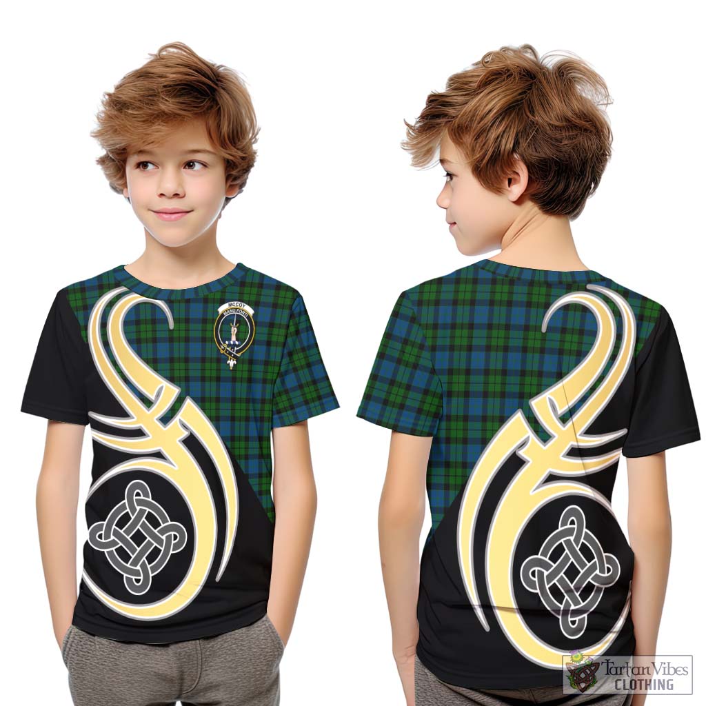 McCoy Tartan Kid T-Shirt with Family Crest and Celtic Symbol Style Youth XL Size14 - Tartan Vibes Clothing