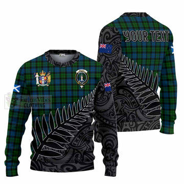 Tartan Vibes Clothing McCoy Crest Tartan Knitted Sweater with New Zealand Silver Fern Half Style